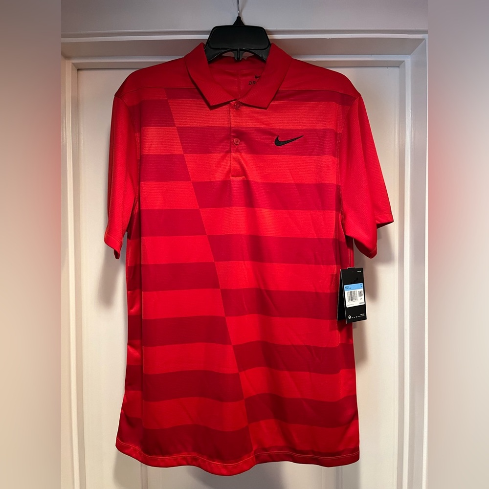 Nike Dry Graphic Hacked Stripe Golf Polo Shirt Medium Red CK5921 657 New Tag